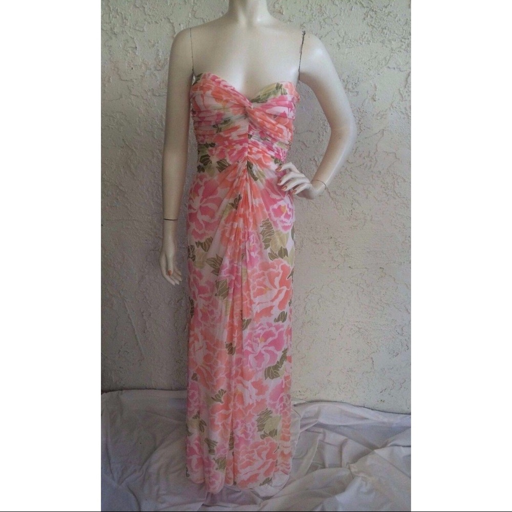 Tadashi Strapless Floral Printed Maxi Dress