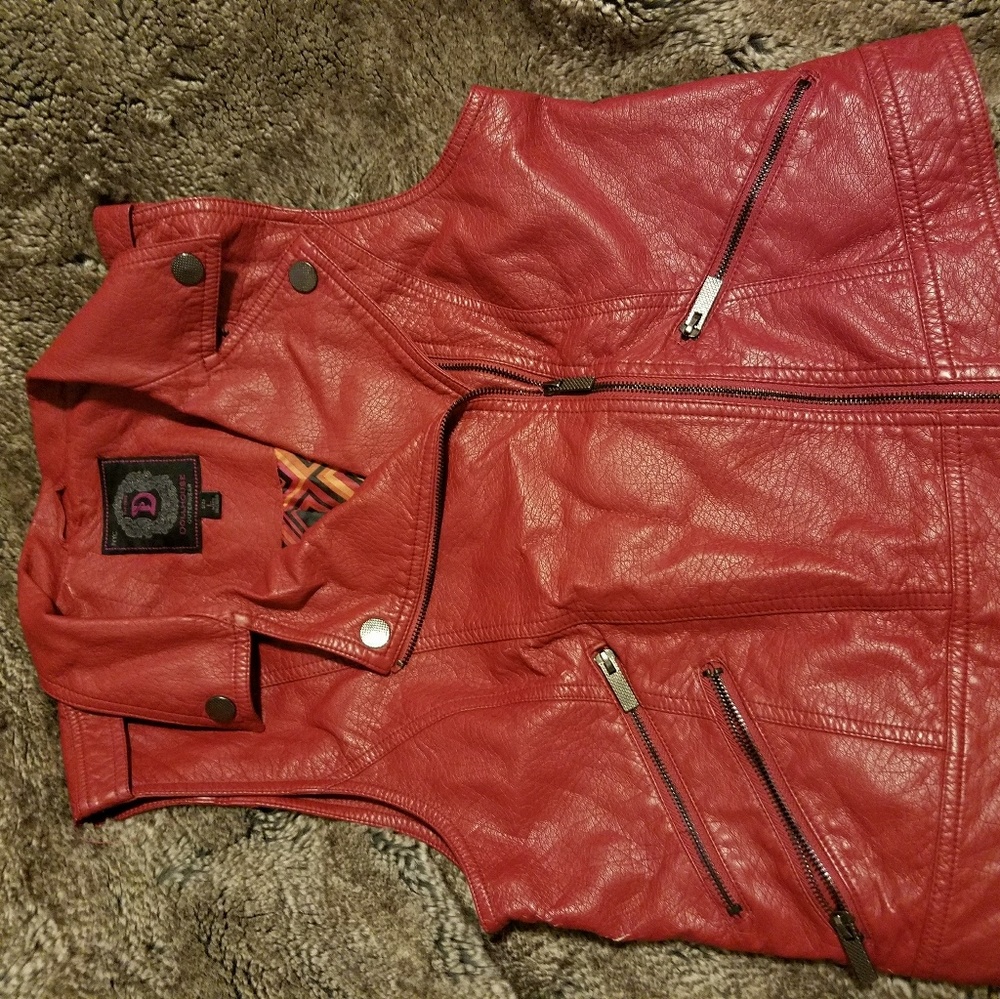 Red leather vest