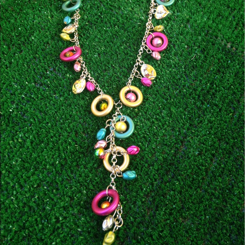 Ladies plated colorful necklace.