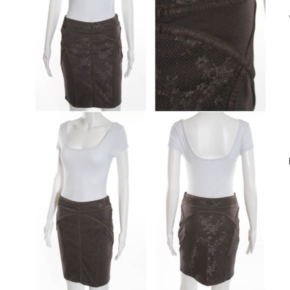 FREE PEOPLE LACE TRIM ABOVE KNEE PENCIL SKIRT SZ S