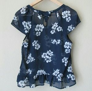 Hollister Floral Sheer Boho Blouse (back shown)