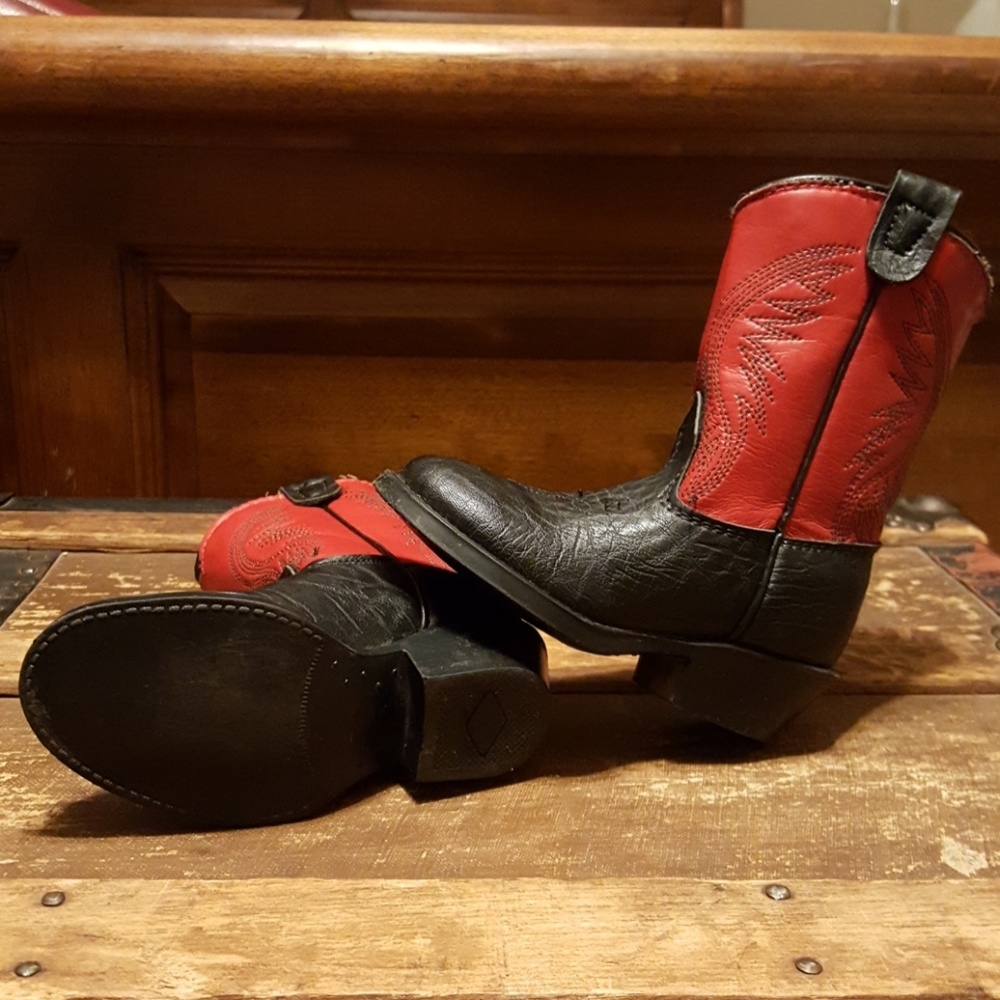 Red leather toddler boots size 4 1/2