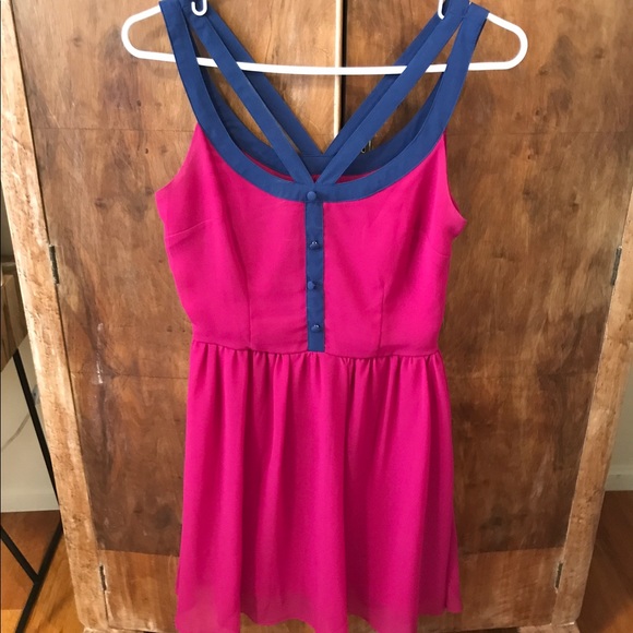 Magenta and Navy Lightweight Forever 21 Dress - Picture 1 of 6