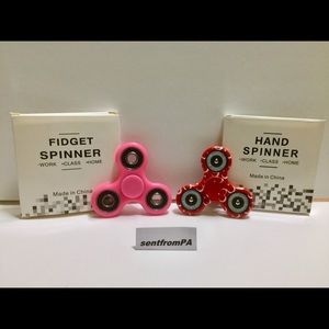 TWO NEW Fidget Spinners Red & Pink Stress Relief