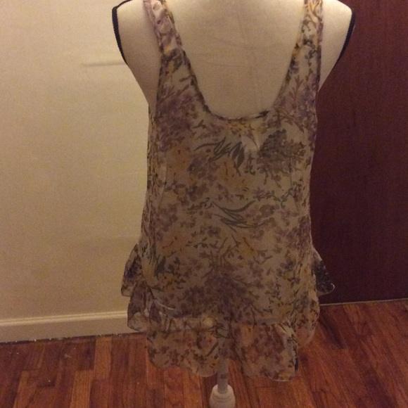 Sheer top with yellow and purple flowers - Picture 2 of 2