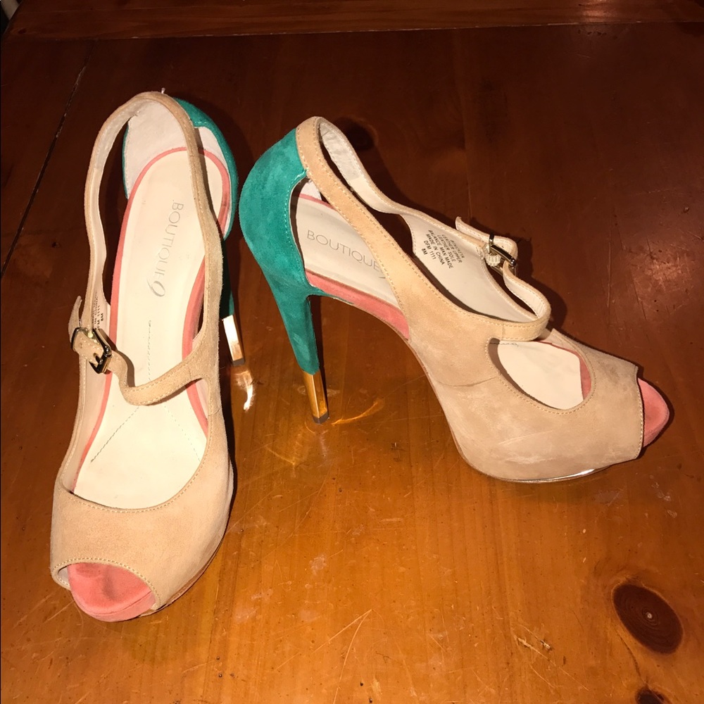 Color block nude heels