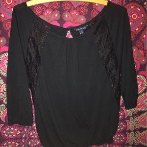 American Eagle black lace shirt