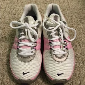 Nike Shox pink and white in color