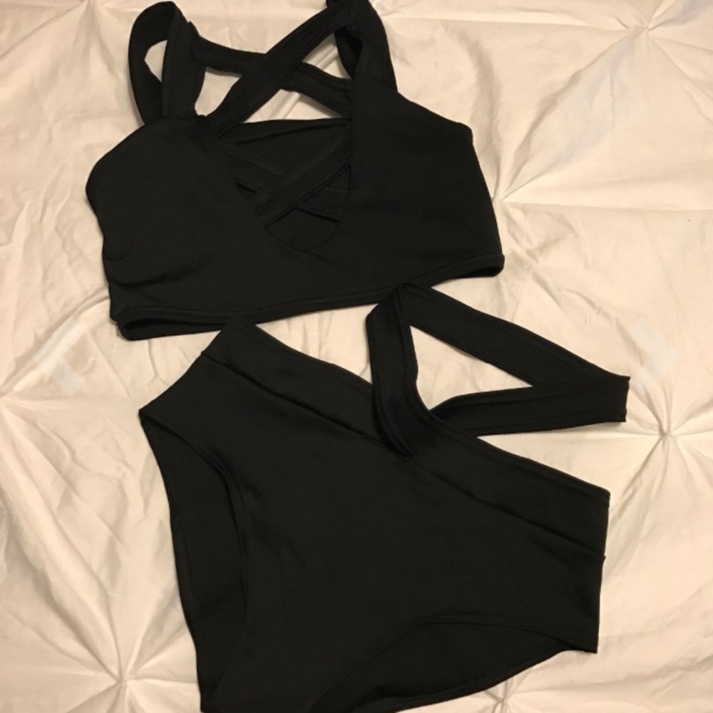 Black Sexy Swim Wear Set Top Bottom Bikini - Picture 5 of 6