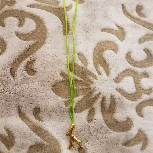 Golden Branch Coral Pendant & Lime-hued Thread - Picture 4 of 4