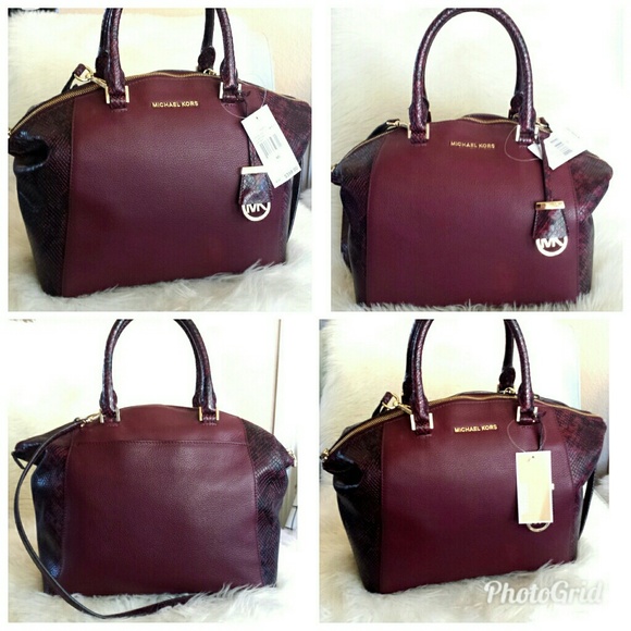 Michael Kors Handbags - NWT Michael Kors Large Merlot Riley Satchel