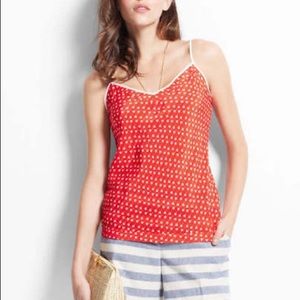Ann Taylor Woman's Medium Red and Beige Silk Top