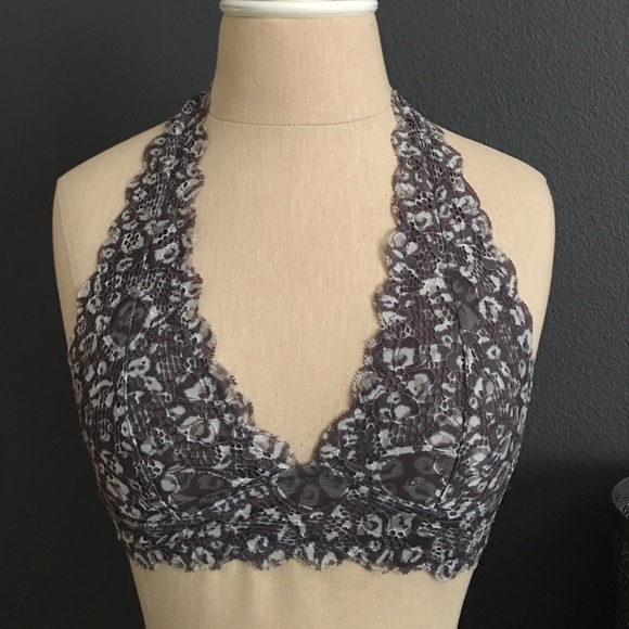 Free People Galloon Lace Halter Leopard Bra XS - Picture 5 of 8