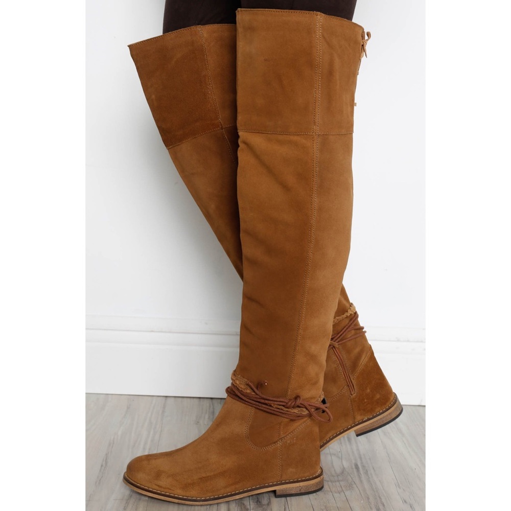 Genuine Suede/Leather Boho Over-the-Knee Boot - Picture 2 of 3