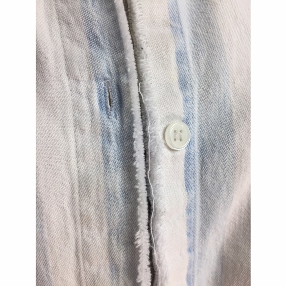 REWORKED DISTRESSED STRIPED DENIM CUT OUT CROP TOP - Picture 7 of 8