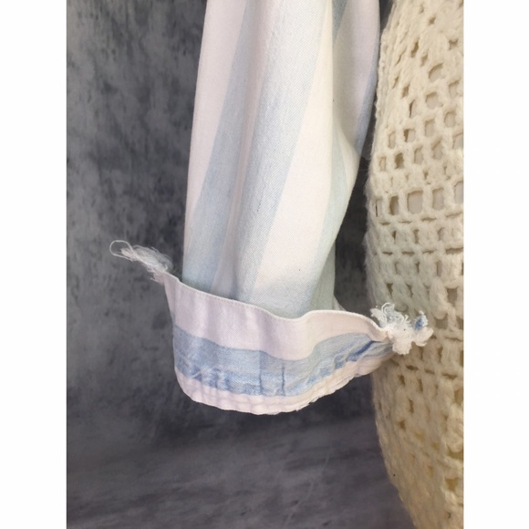 REWORKED DISTRESSED STRIPED DENIM CUT OUT CROP TOP - Picture 8 of 8