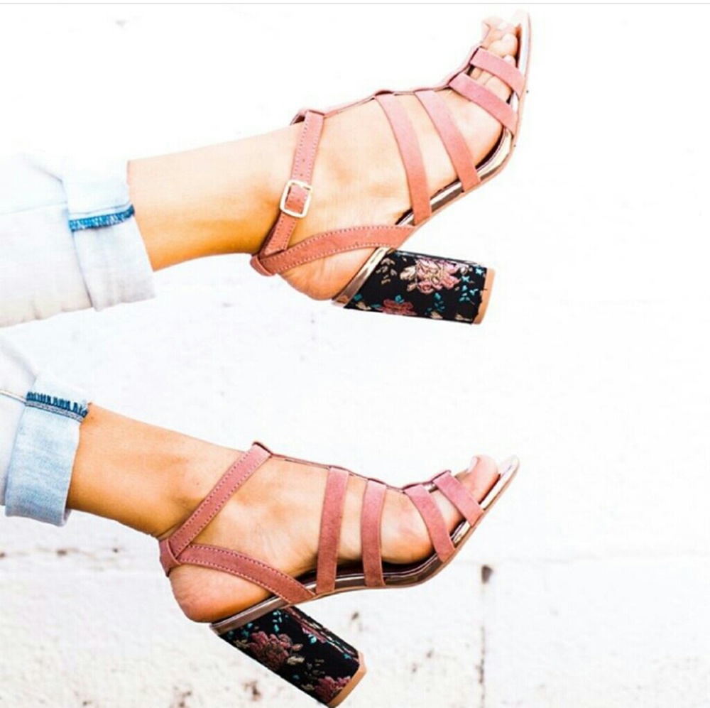 //The Halsey// Mauve embroidery caged Heel - Picture 1 of 6