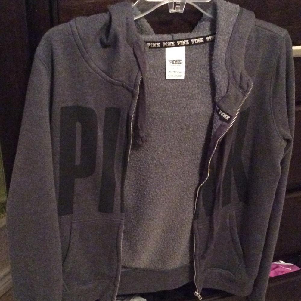 Grey and black Victoria Secret PINK hooded jacket