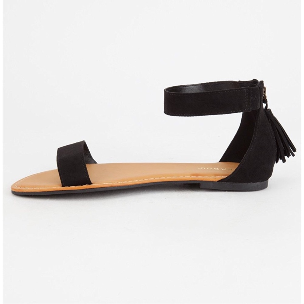 Black Tassel Ankle Cuff Sandal - Picture 3 of 6