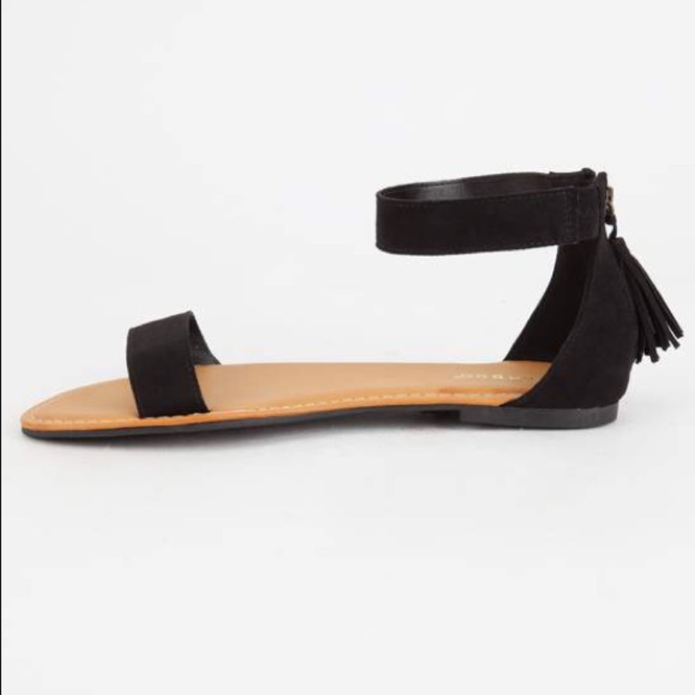Black Tassel Ankle Cuff Sandal - Picture 5 of 6