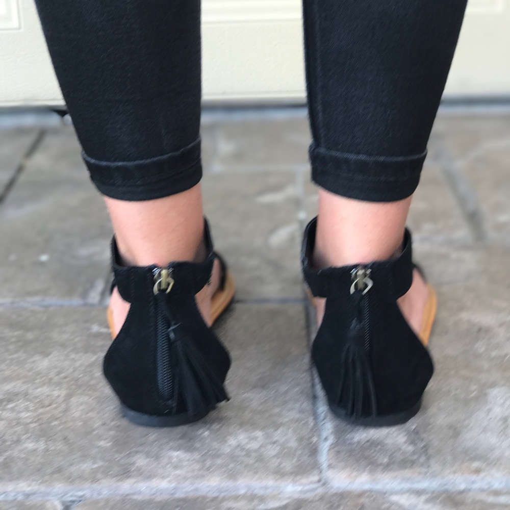 Black Tassel Ankle Cuff Sandal - Picture 6 of 6