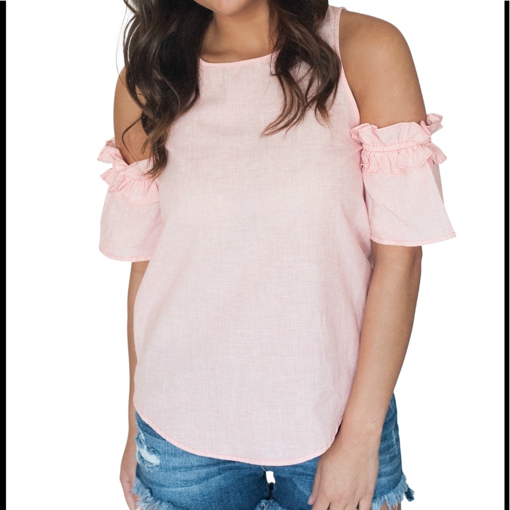 Ruffle cold-shoulder blouse