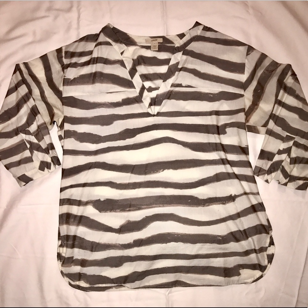 J. Crew 3/4 Sleeve Striped Blouse