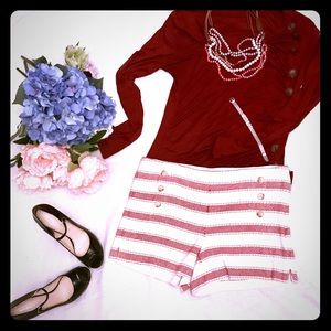 ⚓️Loft Sailor Red Stripped Flat Front Shorts🍎