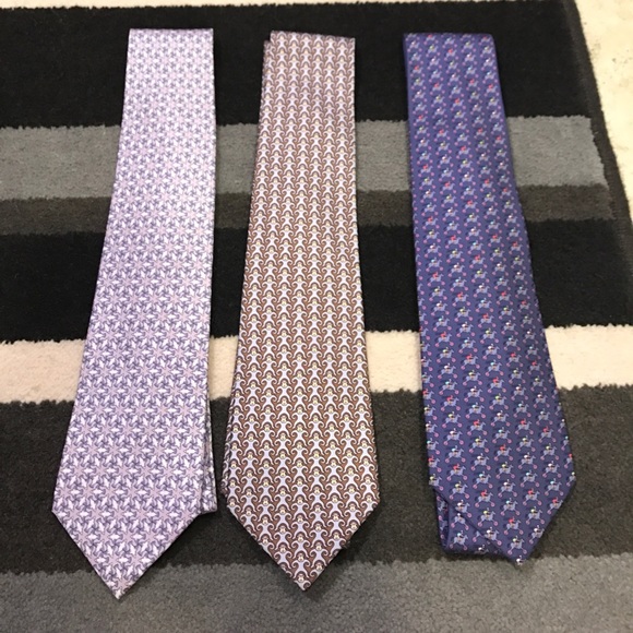 3 Ties Hermes 100% soie Made in France - Picture 1 of 4