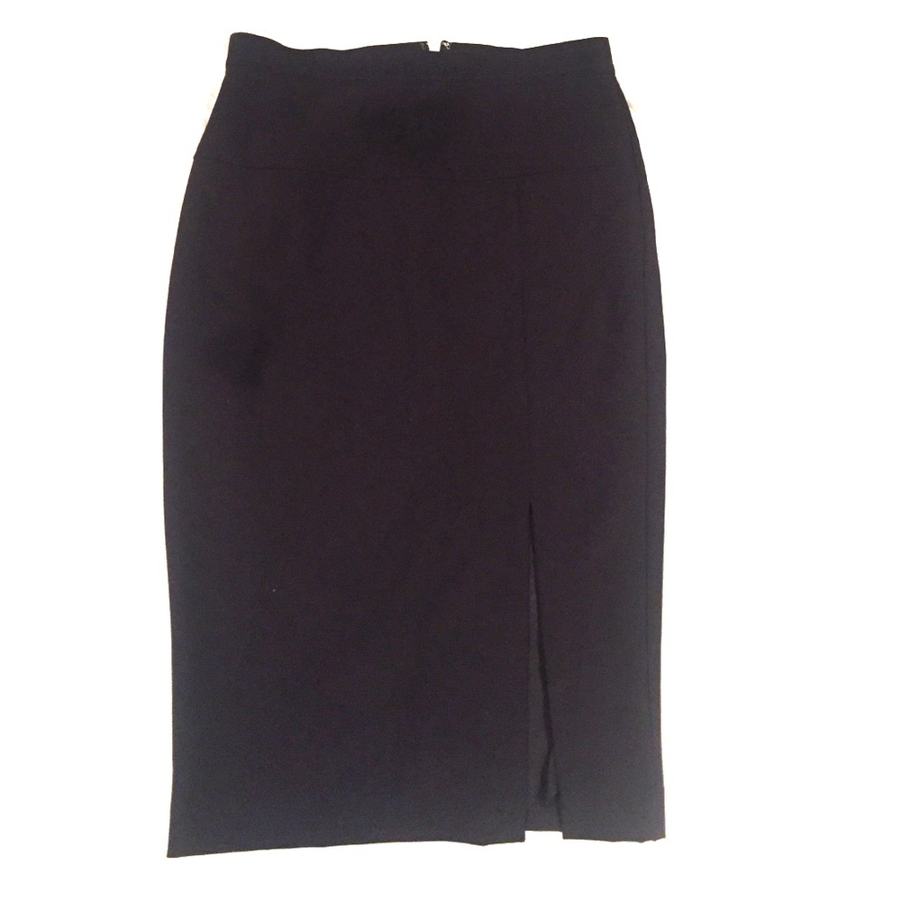 Ann Taylor Blk thigh split pencil midi skirt sz 4