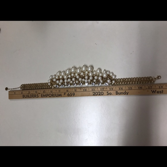 Gold and pearls chain bib necklace - Picture 5 of 5