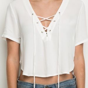 Brandy Melville Lace Up Crop Top