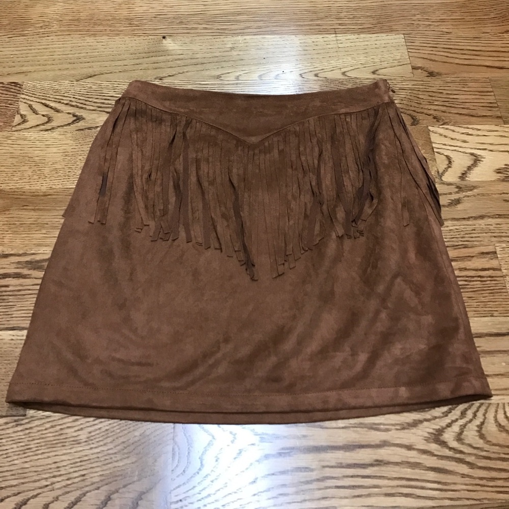 Suede fringe skirt. Never worn