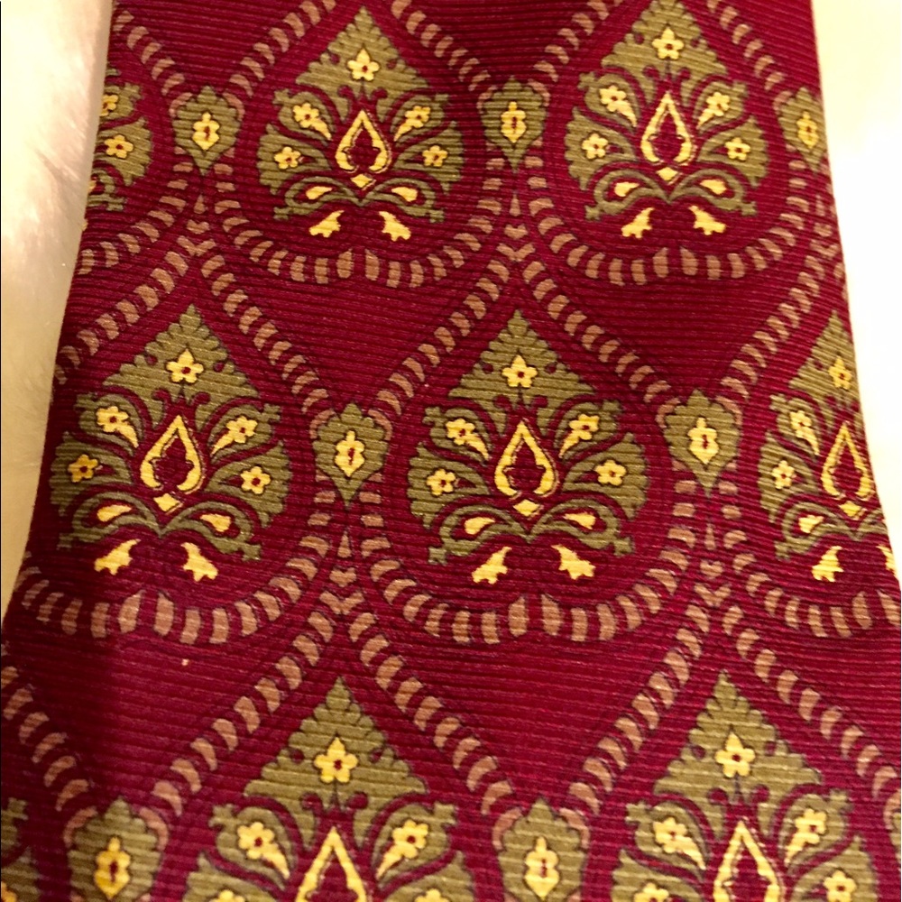 VintageStunner💚GenuineCoachTieRed&GreenBotanical - Picture 2 of 3