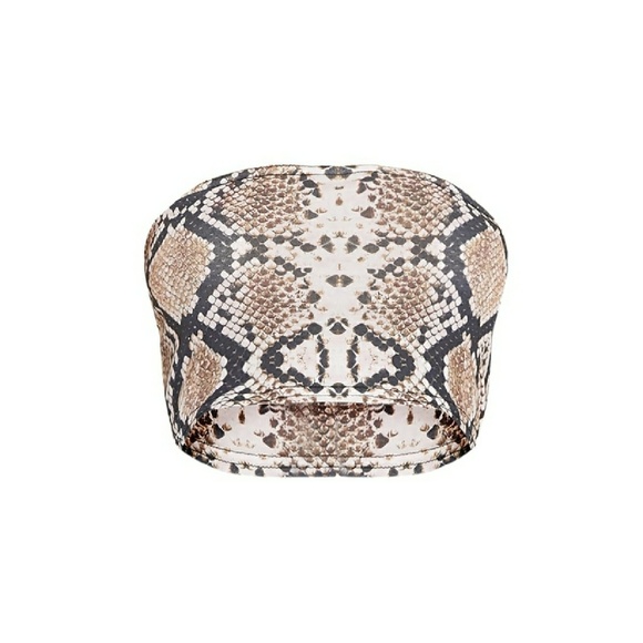 Tan Snake Print Bandeau Crop Top - Picture 5 of 5