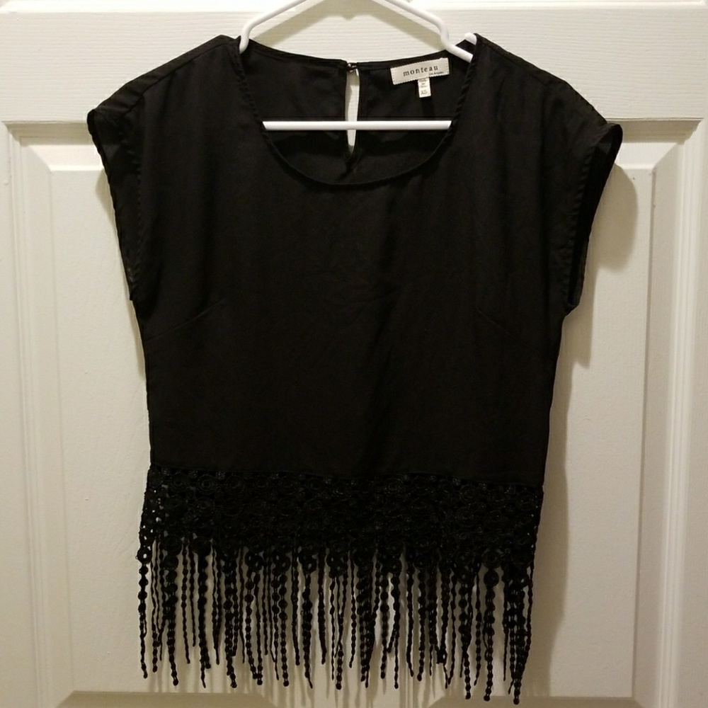 Black Fringe Top