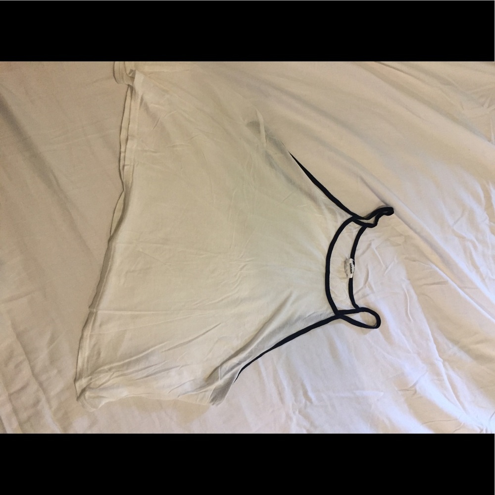 White Crop Top w/ Blue Lining