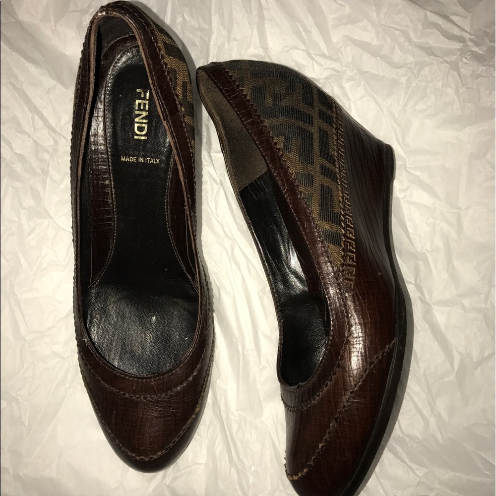 Authentic Fendi FF wedges