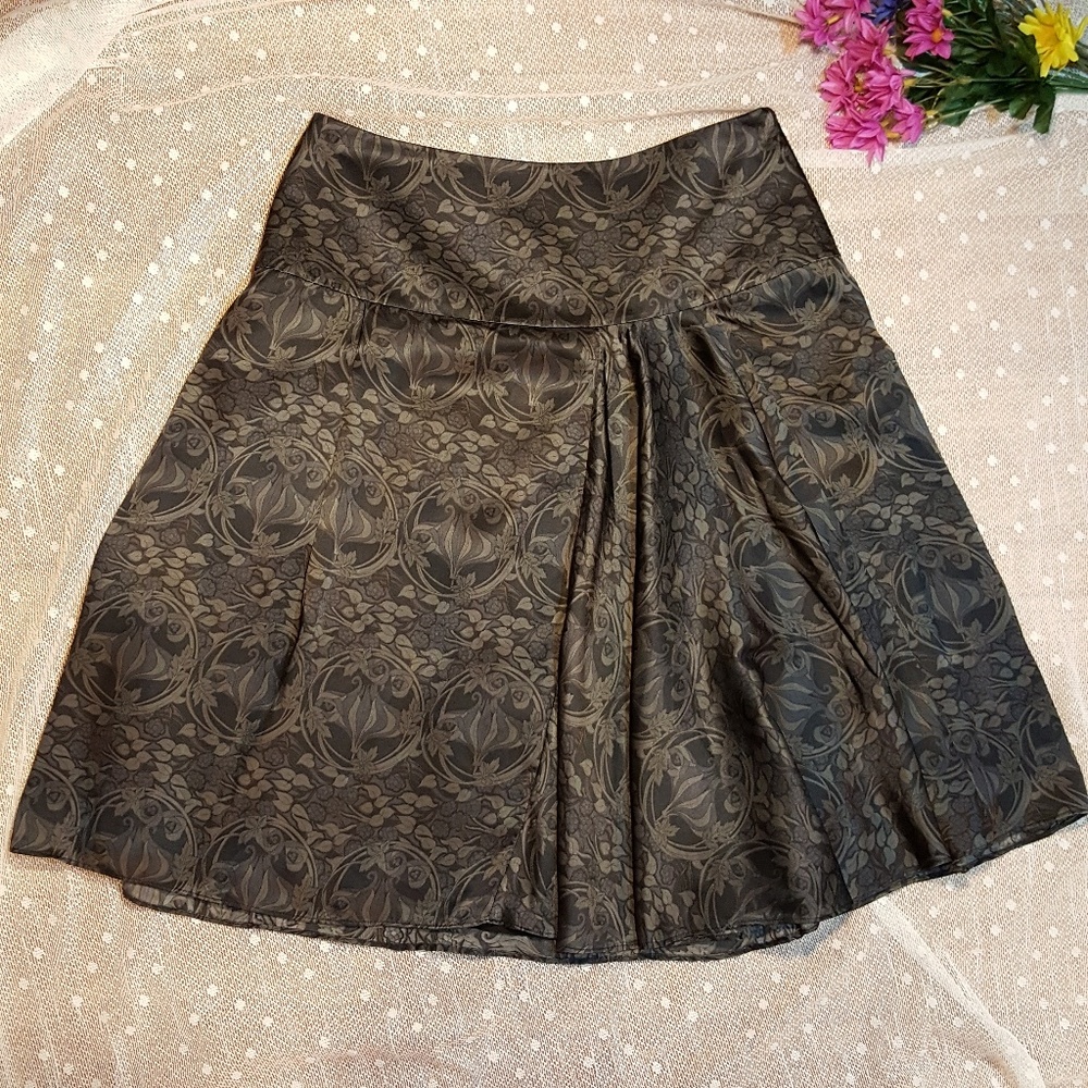 The Limited Black & Gray Patterned Silk Skirt