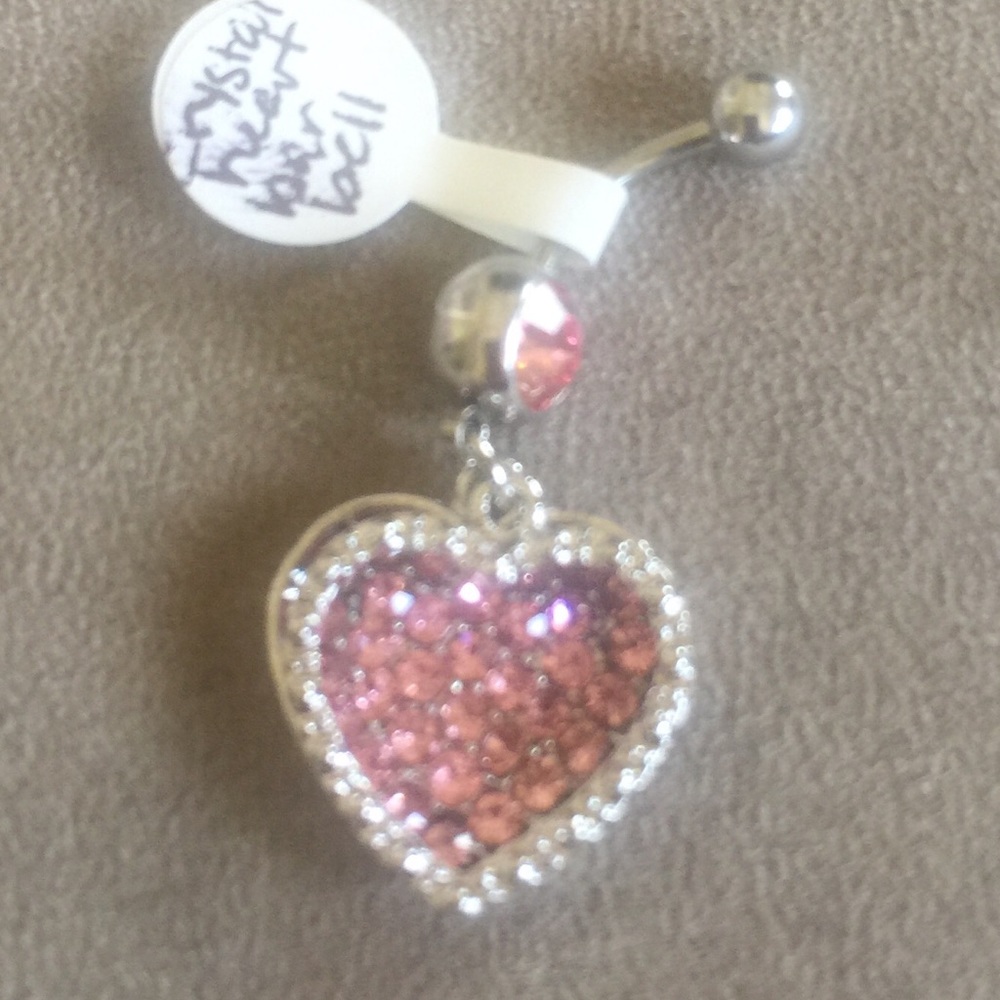 Heart crystal belly ring