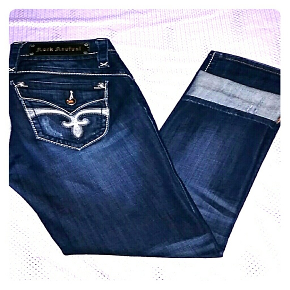 47 off Rock Revival Denim SALE ROCK'S Stephanie Easy Capri w Cryatal