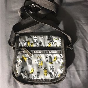 Lesportsac mini cross body purse w/poodles