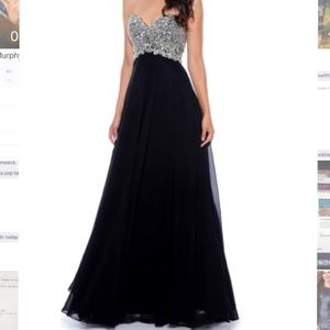 Long Black Strapless Formal/Prom Dress