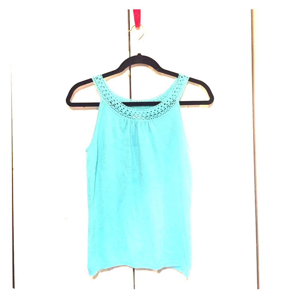 Cute knit aquamarine Anne Taylor Loft shell tank.