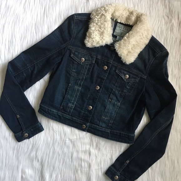 62 off Guess Other GUESS Faux Sherpa Lined Dark Denim Jacket from
