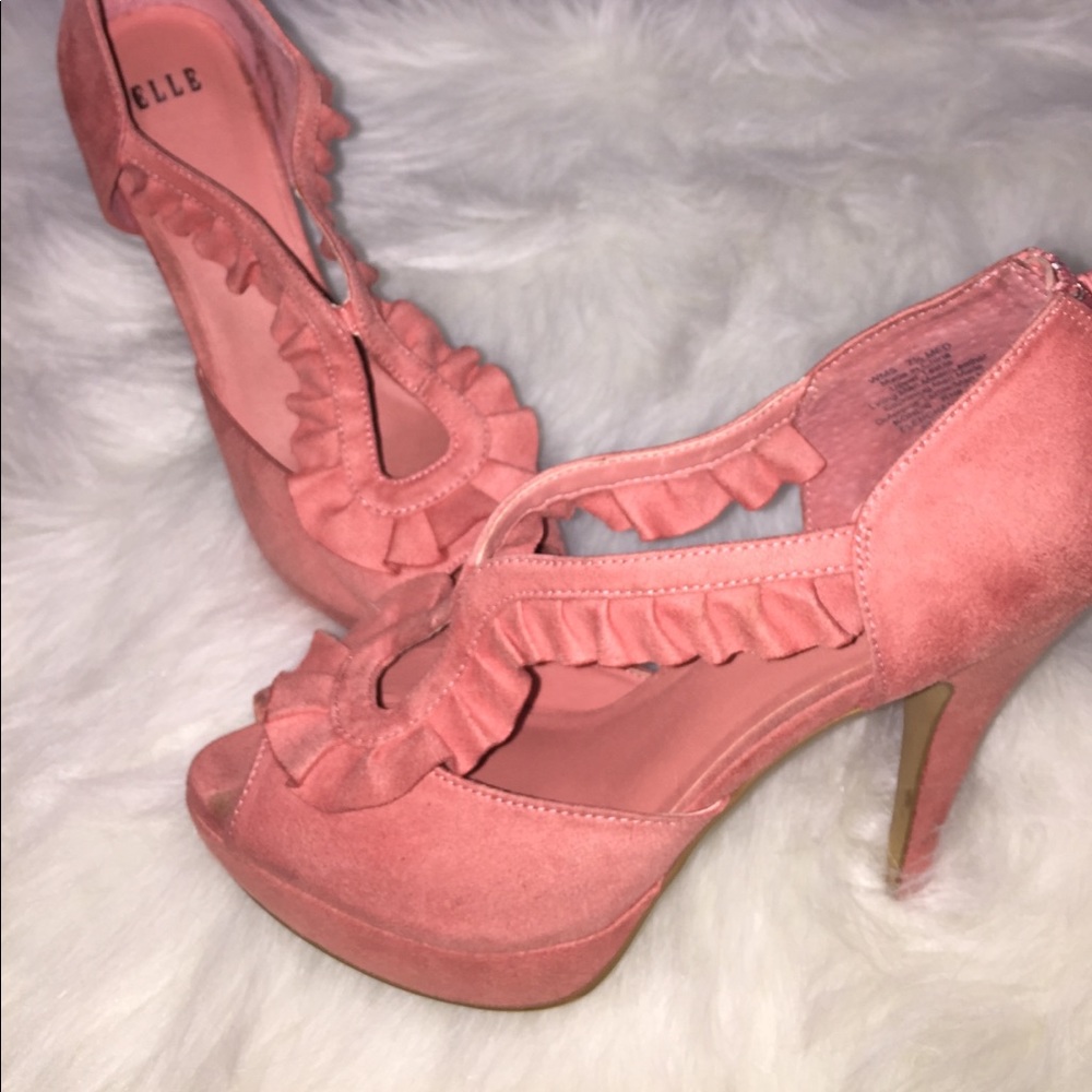Elle coral open toe heels