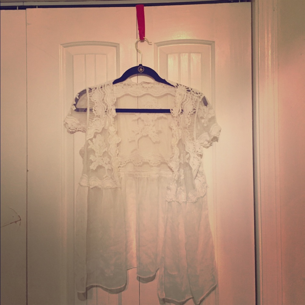 Sheer Lacy Kimono Style Top by Pinky.