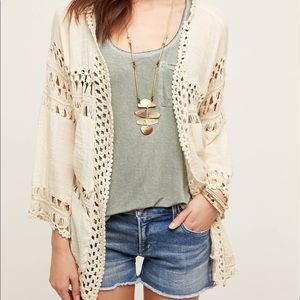 Anthropologie Ivory Esplanade Kimono