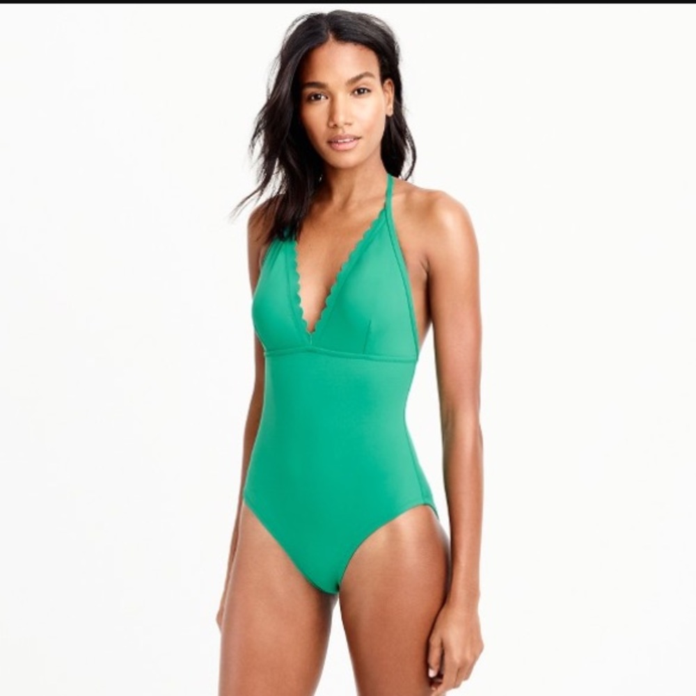 J Crew Scalloped V-neck one-piece swimsuit
