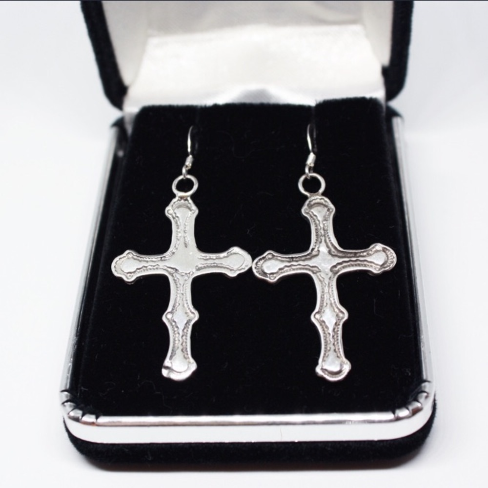 Native American Sterling Cross Earrings SP0012